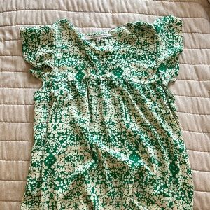 Green flutter sleeve work top